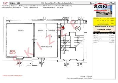 1-Zimmer-Wohnung mieten in Baden – 51,95 m², € 539 – Bild 2 von 2