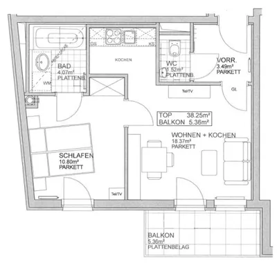 2-Zimmer-Wohnung mieten in Wien – 38,25 m², € 949 – Bild 10 von 10