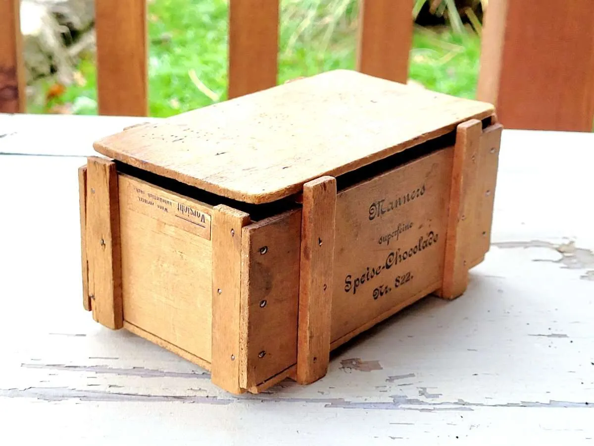 ANTIK altes HOLZKISTERL MANNER WIEN ORIGINAL WERBUNG REKLAME, € 110,- (7551 Stegersbach)