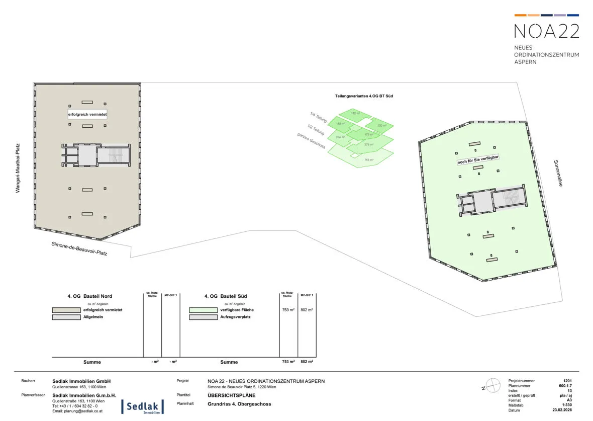1/2 Geschoß im neuen Ordinationszentrum Aspern! PROVISIONSFREI! NOA22 Seestadt - Ansicht 2