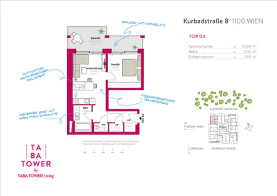 2-Zimmer-Wohnung mieten in Wien – 50 m², € 1.520 – Bild 24 von 24