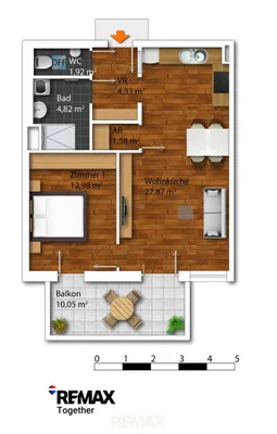 2-Zimmer-Wohnung mieten in Wien – 53,5 m², € 1.230 – Bild 8 von 9
