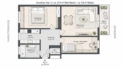 3-Zimmer-Wohnung kaufen in Wien – 68 m², € 419.000 – Bild 6 von 22