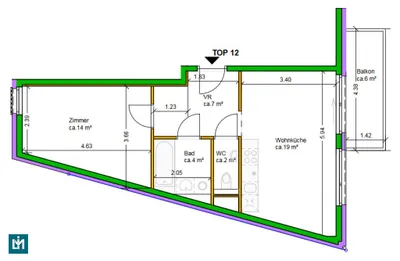 2-Zimmer-Wohnung mieten in Wien – 45 m², € 1.159 – Bild 8 von 8