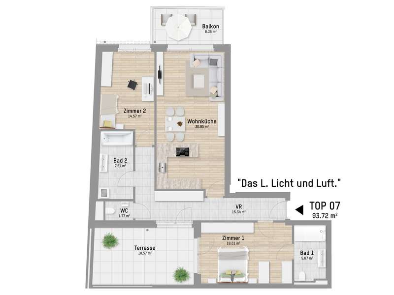 Durchdachte 3-Zimmer Wohnung mit ganz viel Licht, Balkon und eigener ...