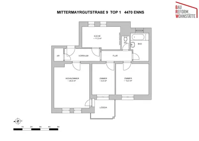3-Zimmer-Wohnung mieten in Linz Land – 76,05 m², € 834 – Bild 2 von 12