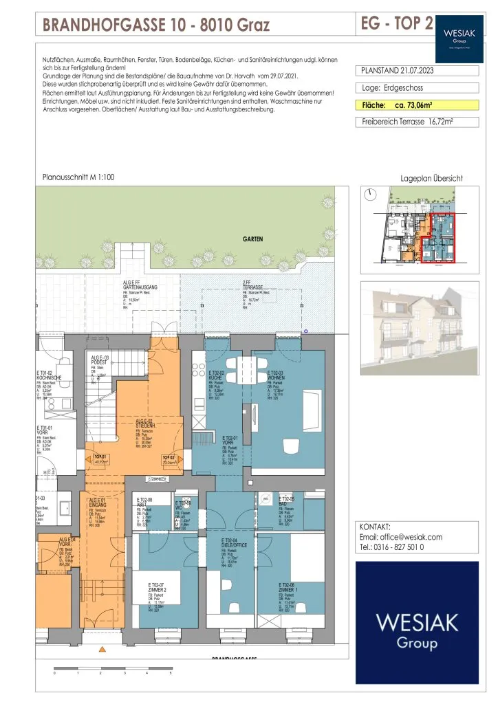 Brandhofgasse 10/2 - Neu sanierte Wohnung mit Terrasse: Moderne 4-Zimmer Wohnung in Graz zu vermieten - Ansicht 3