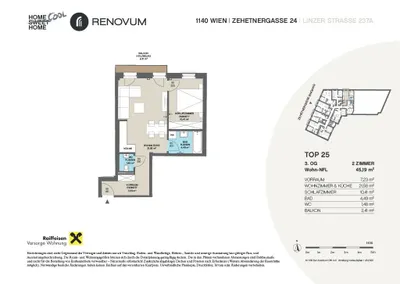 2-Zimmer-Wohnung mieten in Wien – 45,19 m², € 900 – Bild 9 von 10