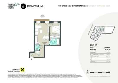 2-Zimmer-Wohnung mieten in Wien – 45,19 m², € 900 – Bild 10 von 10