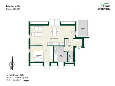 2-Zimmer-Wohnung mieten in Murau – 59,3 m², € 693 – Bild 2 von 3