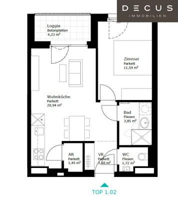 2-Zimmer-Wohnung mieten in Wien – 42,15 m², € 900 – Bild 13 von 14