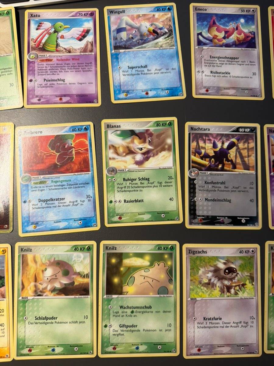 Pokémon Karten Sammlung EX Ära 2003-2005 | Nachtara, Aquana, Pichu, viele Reverse Holos