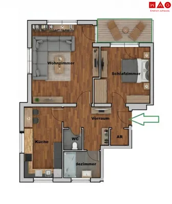 2-Zimmer-Wohnung mieten in Leoben – 60,45 m², € 515 – Bild 10 von 11