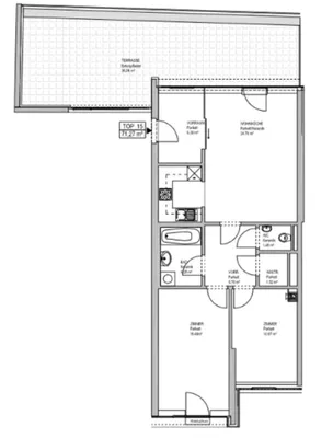TERRASSENHIT, UNBEFRISTET, 71 Altbau mit 36 m2 Terrasse, 2 Zimmer, Wohnküche, Wannenbad, Parketten, 2. Liftstock, Innstraße – Bild 2