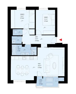 ERSTBEZUG NACH SANIERUNG | LOGGIATRAUM | LICHTDURCHFLUTETE, OPTIMAL-AUFGETEILTE 3 ZIMMER | TOPLAGE IN GRINZING – Bild 2