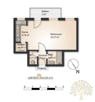 1-Zimmer-Wohnung kaufen in Klagenfurt – 35,5 m², € 118.000 – Bild 9 von 9