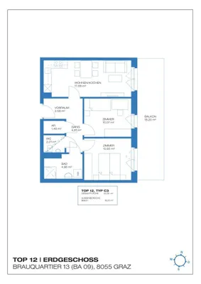 3-Zimmer-Wohnung kaufen in Graz – 54,55 m², € 240.000 – Bild 8 von 8