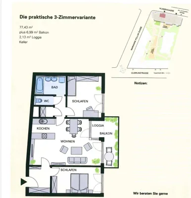 3-Zimmer-Wohnung mieten in Wien – 77 m², € 1.500 – Bild 6 von 6
