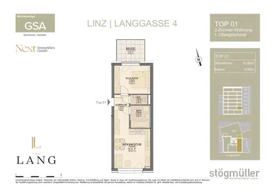 2-Zimmer-Wohnung kaufen in Linz – 42 m², € 225.320 – Bild 8 von 8