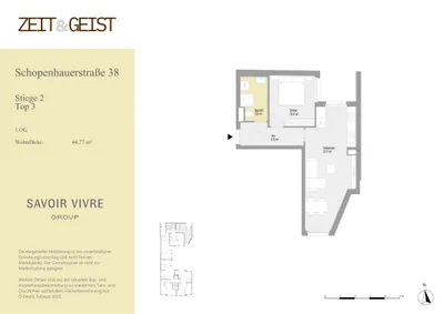 2-Zimmer-Wohnung mieten in Wien – 44,77 m², € 1.250 – Bild 4 von 4