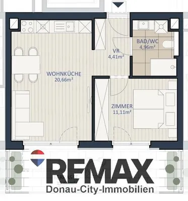2-Zimmer-Wohnung kaufen in Tulln – 41,14 m², € 330.000 – Bild 2 von 8