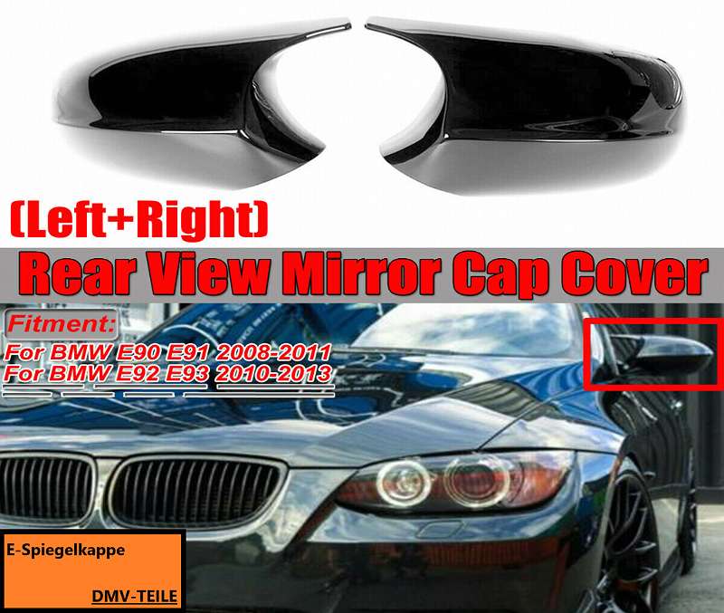 M-Stil Glanz Schwarz Spiegelkappen Außenspiegel Für BMW E90 E91