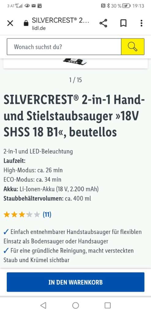 - in 5,- Hand- Stielstaubsauger, € Löffelbach) (8230 1 und 2 willhaben
