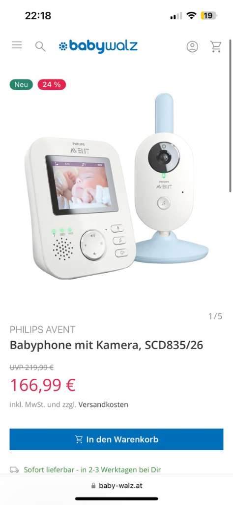 Philips Avent Babyphone vidéo SCD835/26