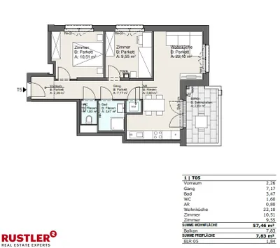 3-Zimmer-Wohnung kaufen in Wien – 57,46 m², € 358.680 – Bild 18 von 19