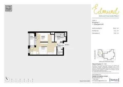 Zu Vermieten! gemütliche und gut aufgeteilte 1,5 Zi Wohnung mit Loggia_Top 2_EDMUND_Bezugsfertig August 2026 – Bild 3
