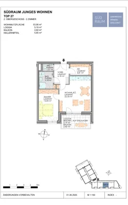 2-Zimmer-Wohnung mieten in Neunkirchen – 53,06 m², € 626 – Bild 2 von 2