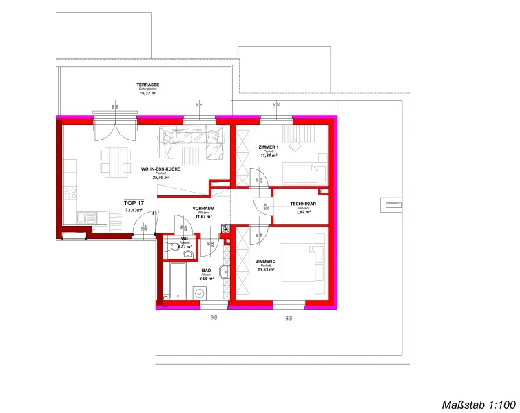 ST. PÖLTEN - KRANKENHAUSNÄHE, 72,72 m² DACHTERRASSEN-MIETWOHNUNG - Ansicht 2