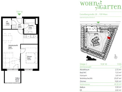 2-Zimmer-Wohnung mieten in Wien – 48,5 m², € 853 – Bild 9 von 9