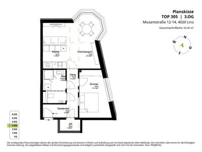 2-Zimmer-Wohnung mieten in Linz – 62,45 m², € 1.049 – Bild 10 von 10