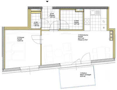 2-Zimmer-Wohnung mieten in Gänserndorf – 47,2 m², € 873 – Bild 6 von 7