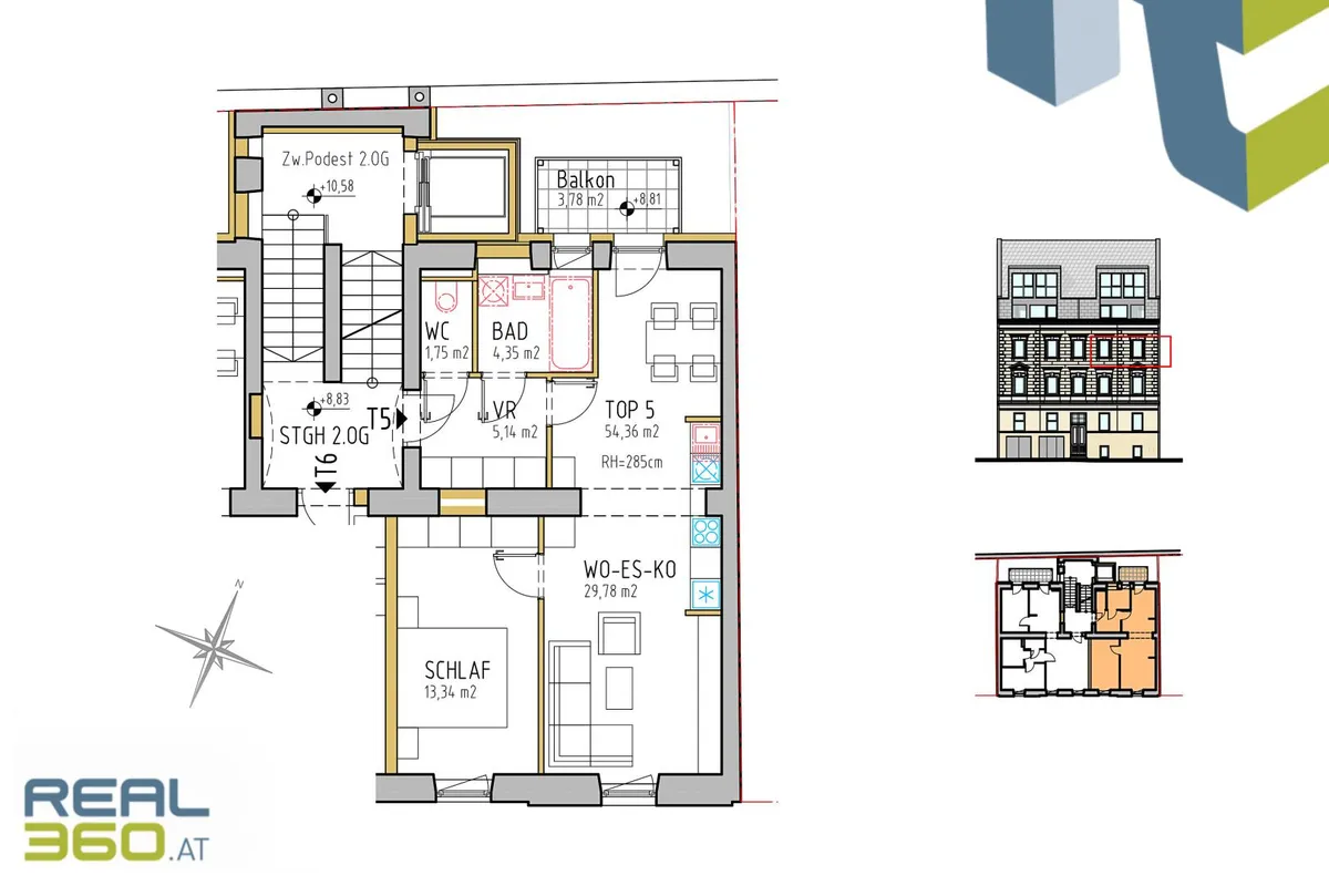 Top 5 - Ruhig gelegene Innenstadtwohnung mit Balkon im revitalisierten Altbau! - ERSTBEZUG - Widok 2