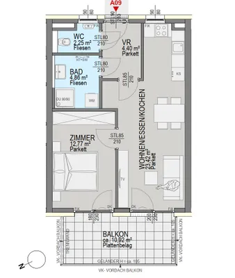 2-Zimmer-Wohnung kaufen in Graz – 47,7 m², € 361.600 – Bild 4 von 6