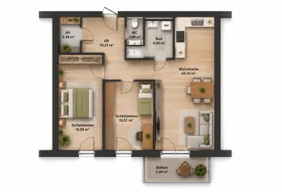 Wohnung kaufen in Baden – 52 m², € 234.000 – Bild 2 von 2