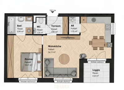 2-Zimmer-Wohnung kaufen in Baden – 50,41 m², € 199.755 – Bild 8 von 8