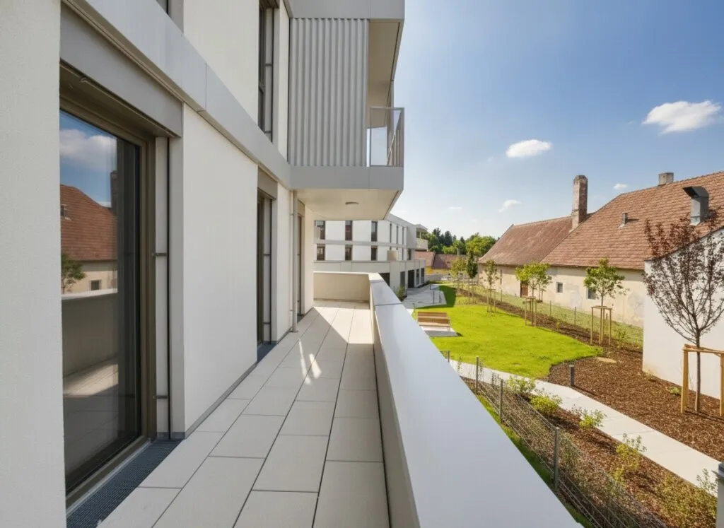 FLORIANI - Quartier am Tullnerfeld - Stilvolle Eckwohnung mit großem Balkon - Viele Extras für ihr Wohlbefinden - PROVISIONSFREI - Bahnhof Tullnerfeld in der Nähe - Ansicht 2