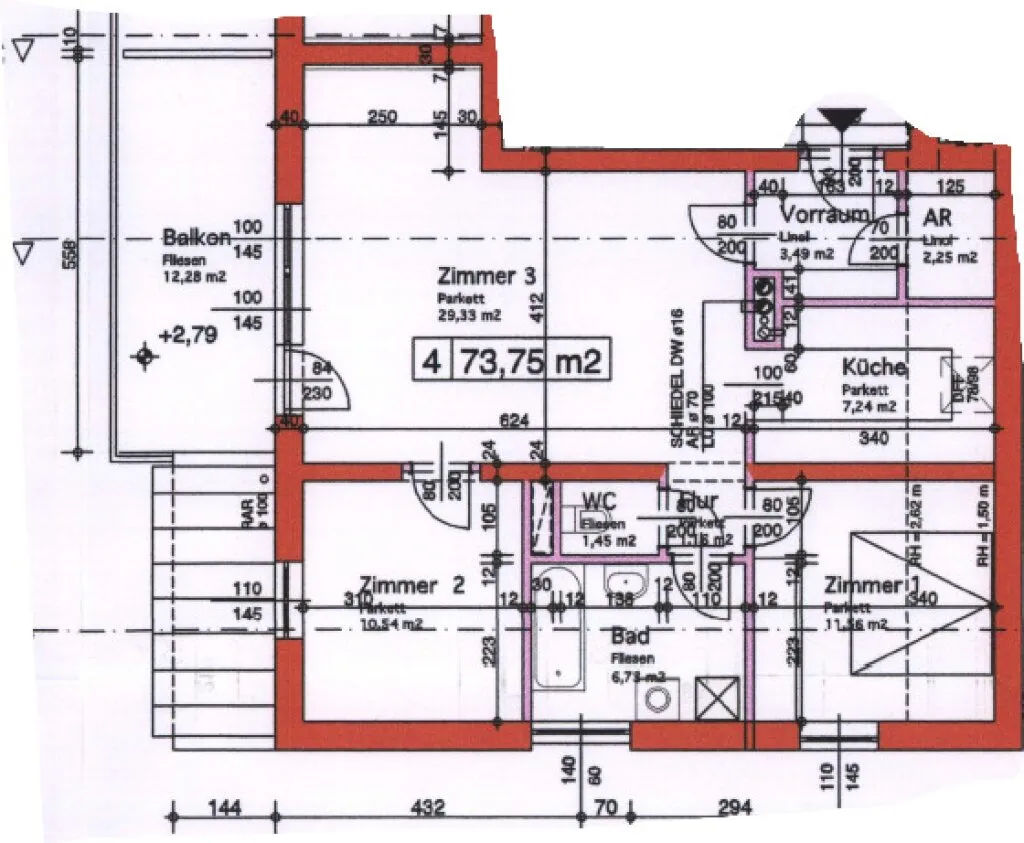 3-Zimmer-Wohnung mit Balkon in Loosdorf - 74 m² - Ansicht 2