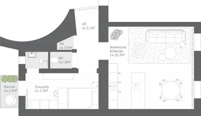 2-Zimmer-Wohnung mieten in Graz – 50 m², € 727 – Bild 6 von 8