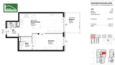 2-Zimmer-Wohnung mieten in Wien – 45,33 m², € 849 – Bild 21 von 21