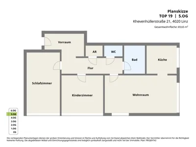 3-Zimmer-Wohnung mieten in Linz – 69,65 m², € 884 – Bild 13 von 13