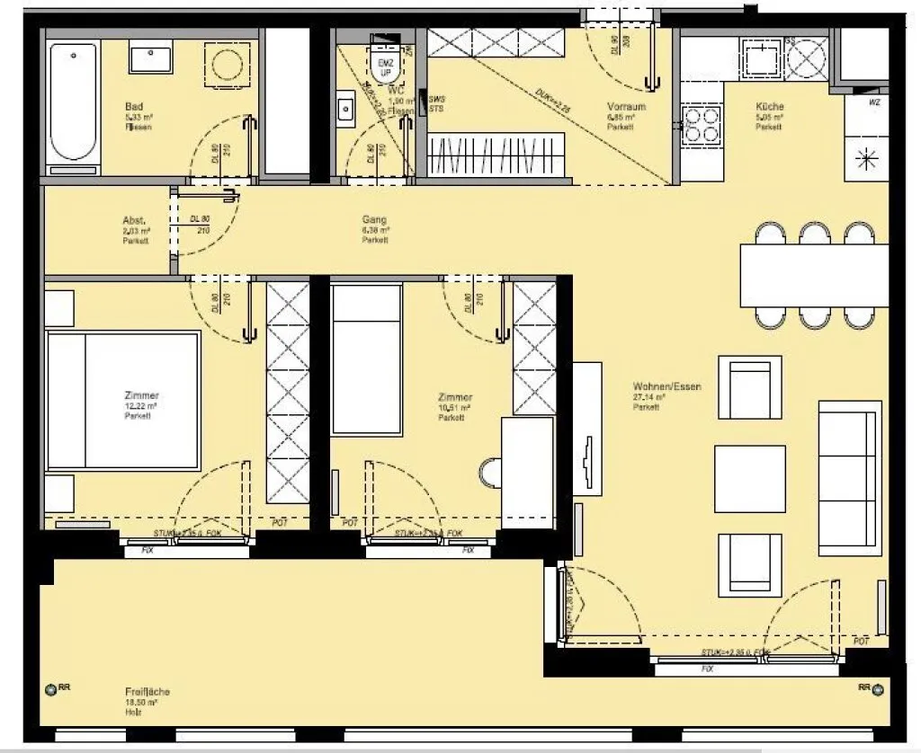 PART FURNISHED MODERN APARTMENT ON HIGHER FLOOR: 3 ROOMS with Fitness und Sauna * free from 01.09.2026 * - Ansicht 3