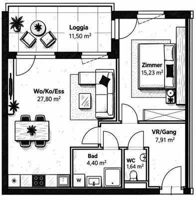 2-Zimmer-Wohnung kaufen in Graz-Umgebung – 57 m², € 264.500 – Bild 2 von 2