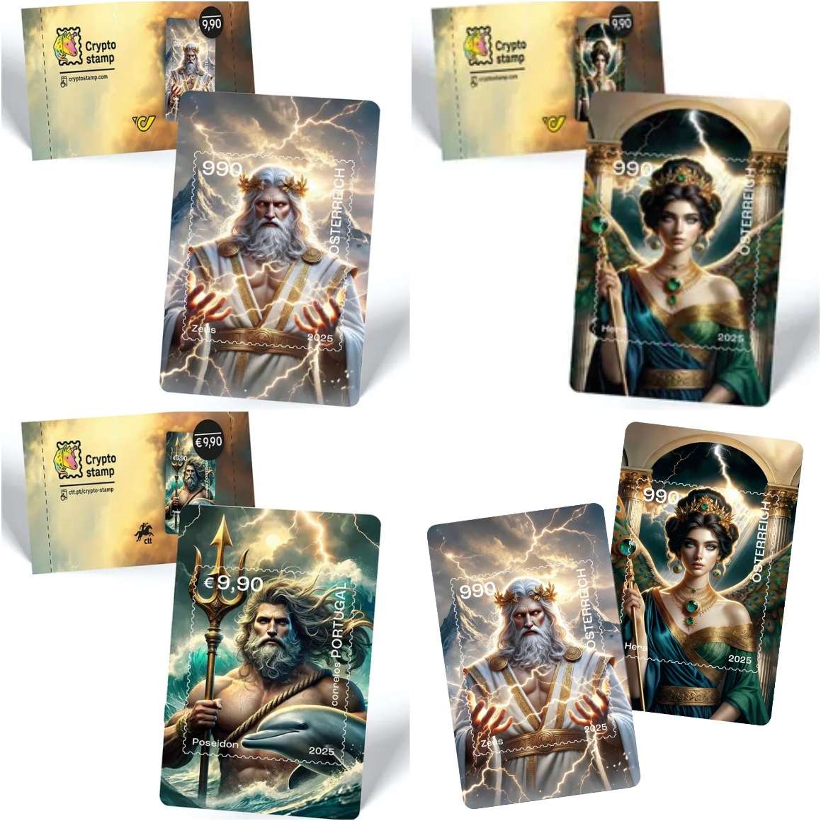 Briefmarken Crypto Stamp Zeus, Poseidon und Hera, € 90,- (5020 Salzburg) -  willhaben