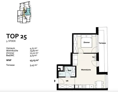2-Zimmer-Wohnung kaufen in Wien – 43,23 m², € 339.000 – Bild 7 von 7