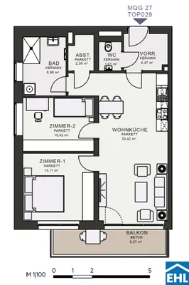 3-Zimmer-Wohnung mieten in Graz – 69,31 m², € 1.079 – Bild 7 von 7