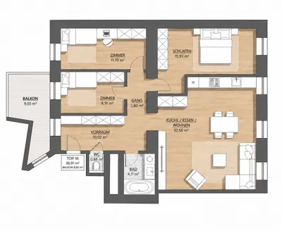 3-Zimmer-Wohnung kaufen in Wien – 87,08 m², € 689.000 – Bild 11 von 11